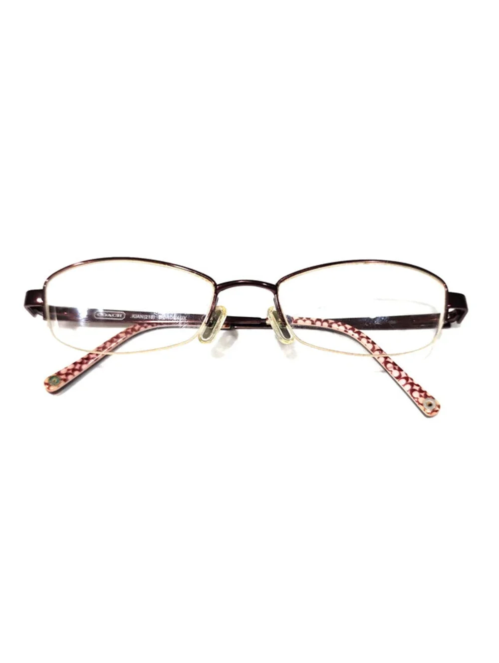 Coach Kian 219 Sm Burdeaux Pink Heart Half Rim Eyeglasses 51-18-135